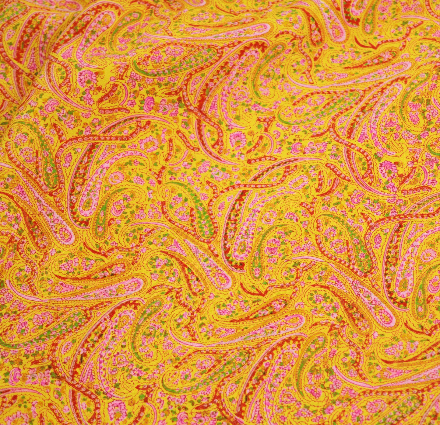 Indian Vintage Sari Red & Yellow Pure Silk Printed Saree Fabric 5yd Sewing Craft Fabric DressMaking Soft