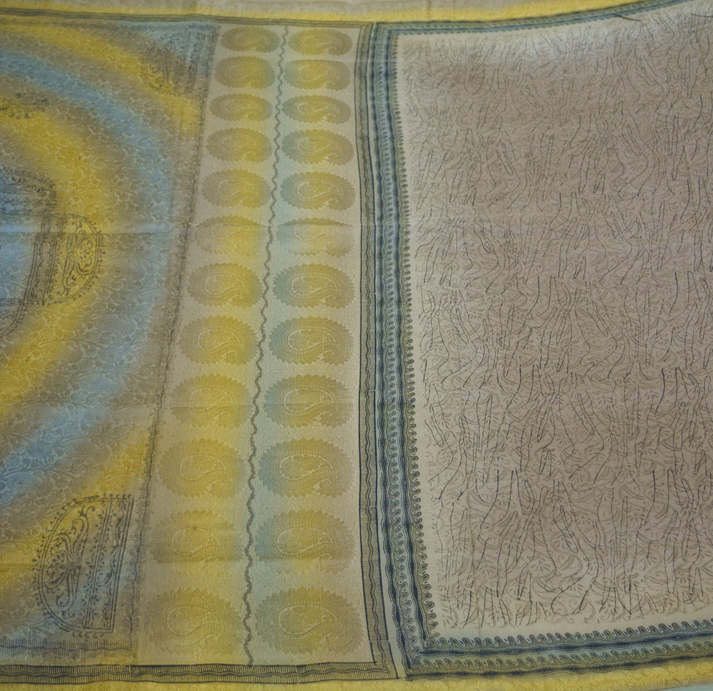 Indian Vintage Sari Brown Pure Silk Printed Saree 5yard Sewing Craft Fabric Dress Making Soft Wrap Abstract