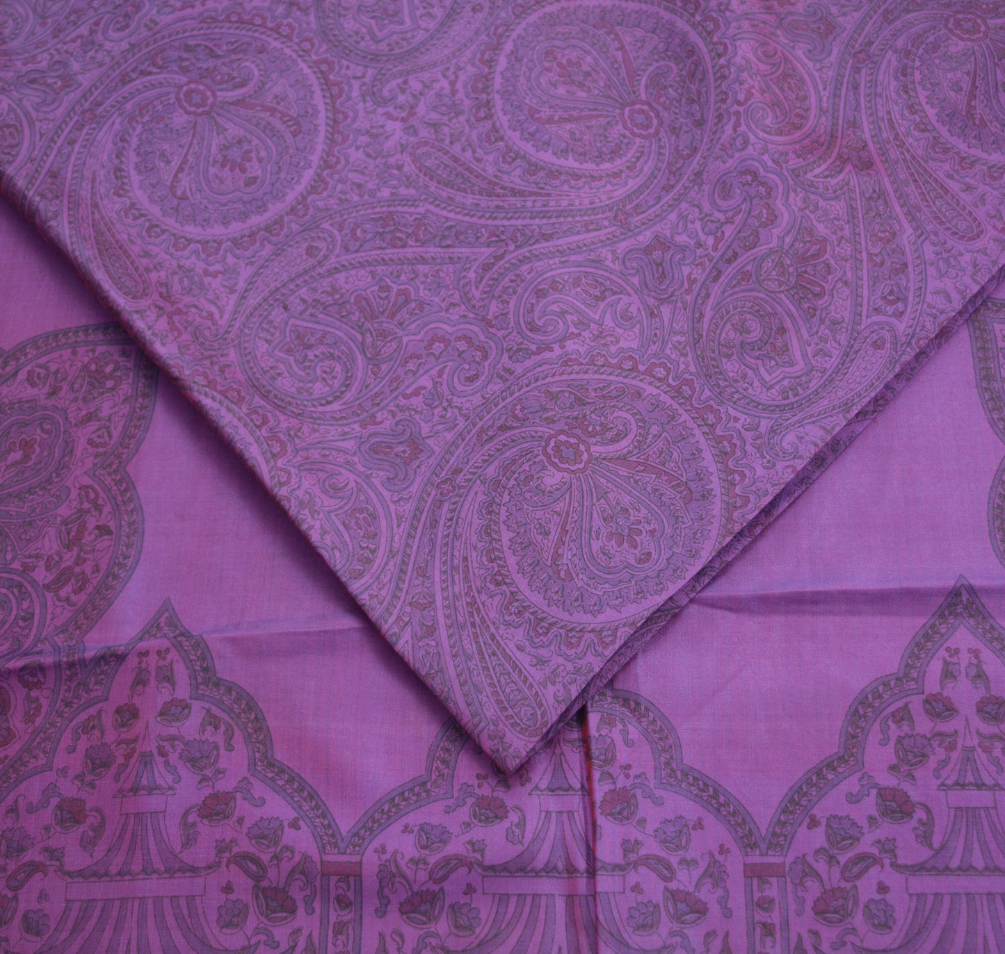 Indian Vintage Sari Purple Pure Silk Woven Printed Saree Craft Fabric 5yd Sewing DressMaking Soft Woven Border