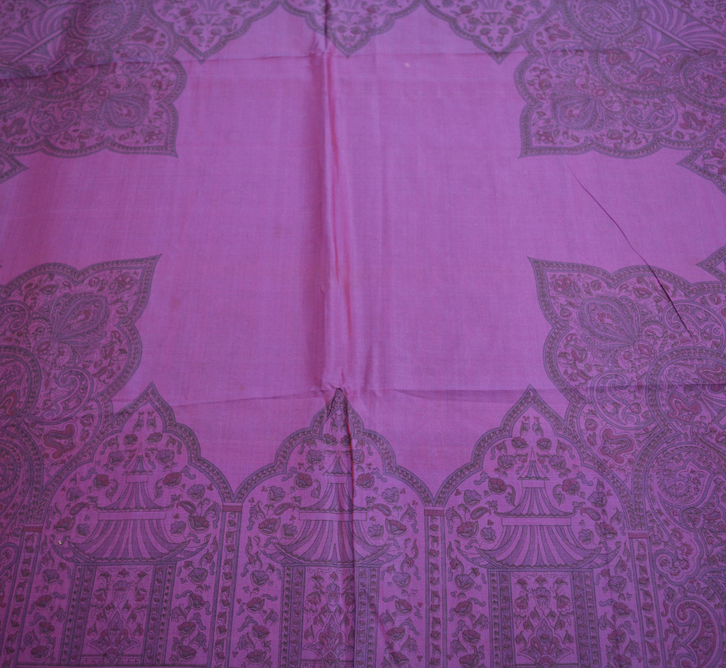 Indian Vintage Sari Purple Pure Silk Woven Printed Saree Craft Fabric 5yd Sewing DressMaking Soft Woven Border
