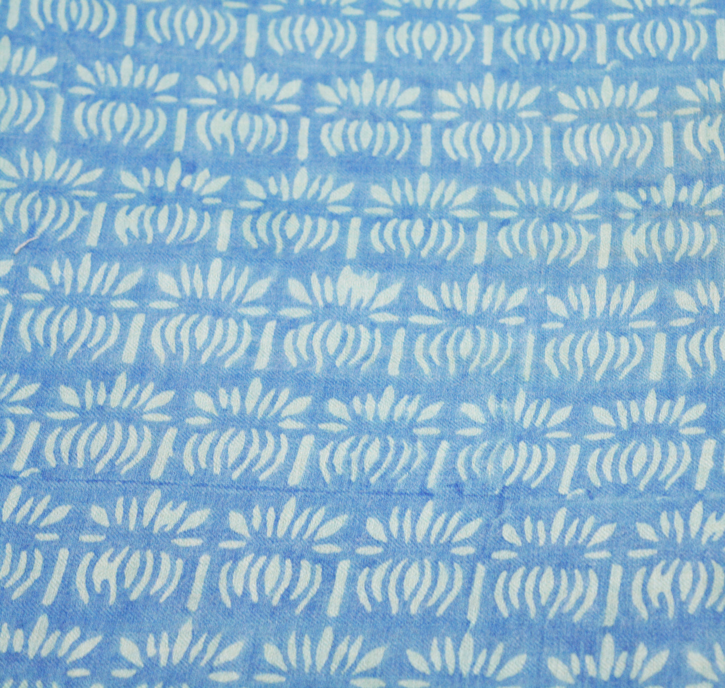 Vintage Blue & Green Heavy Saree Pure Woolen Woven Printed Indian Sari Soft Warm Fabric 5Yard Floral Woven Border