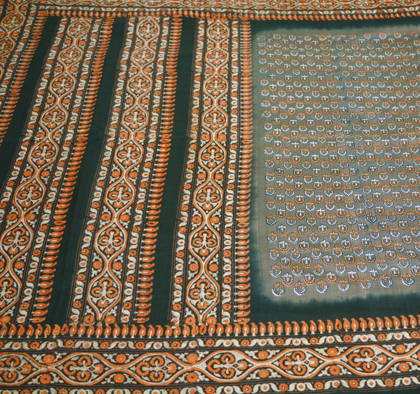 Indian Vintage Sari Brown & Black Pure Silk Printed Saree 5yd Sewing Craft Fabric DressMaking Soft