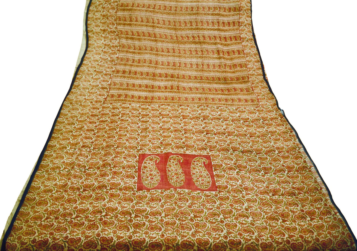 Women Vintage Sari Beige Pure Chiffon Silk Printed Saree Craft Fabric Sewing 6Yard Soft Light Sari Dress Making Floral