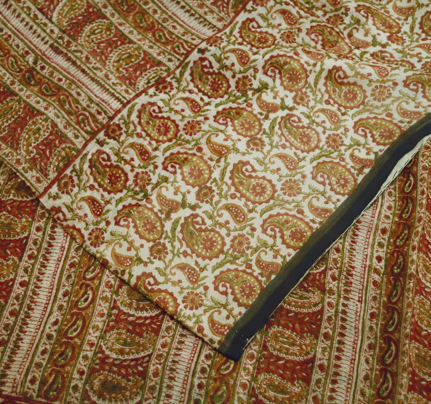 Women Vintage Sari Beige Pure Chiffon Silk Printed Saree Craft Fabric Sewing 6Yard Soft Light Sari Dress Making Floral