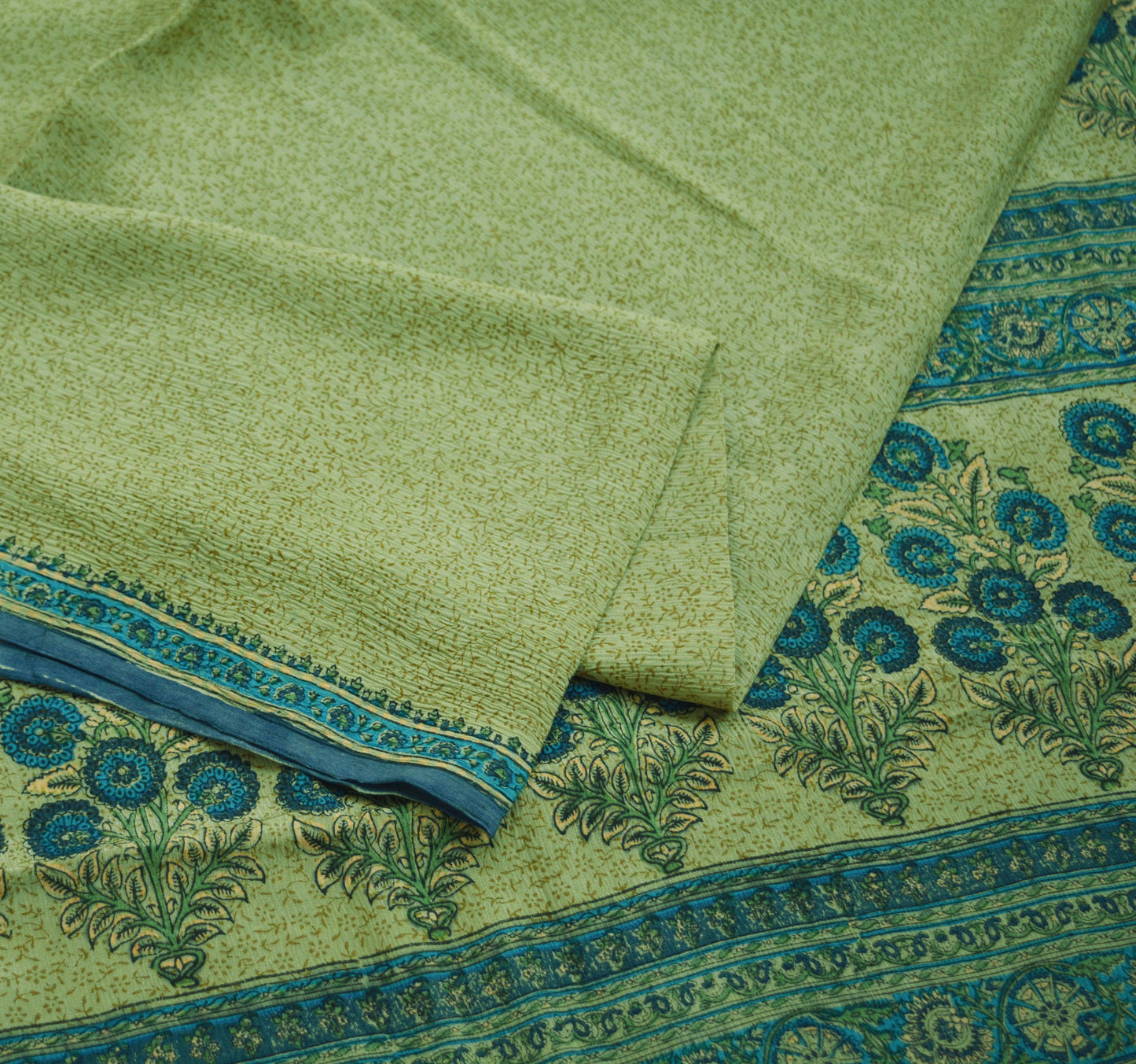 Vintage Green Dupatta Long Stole Pure Chiffon Silk Digital Printed Scarves Veil Hijab