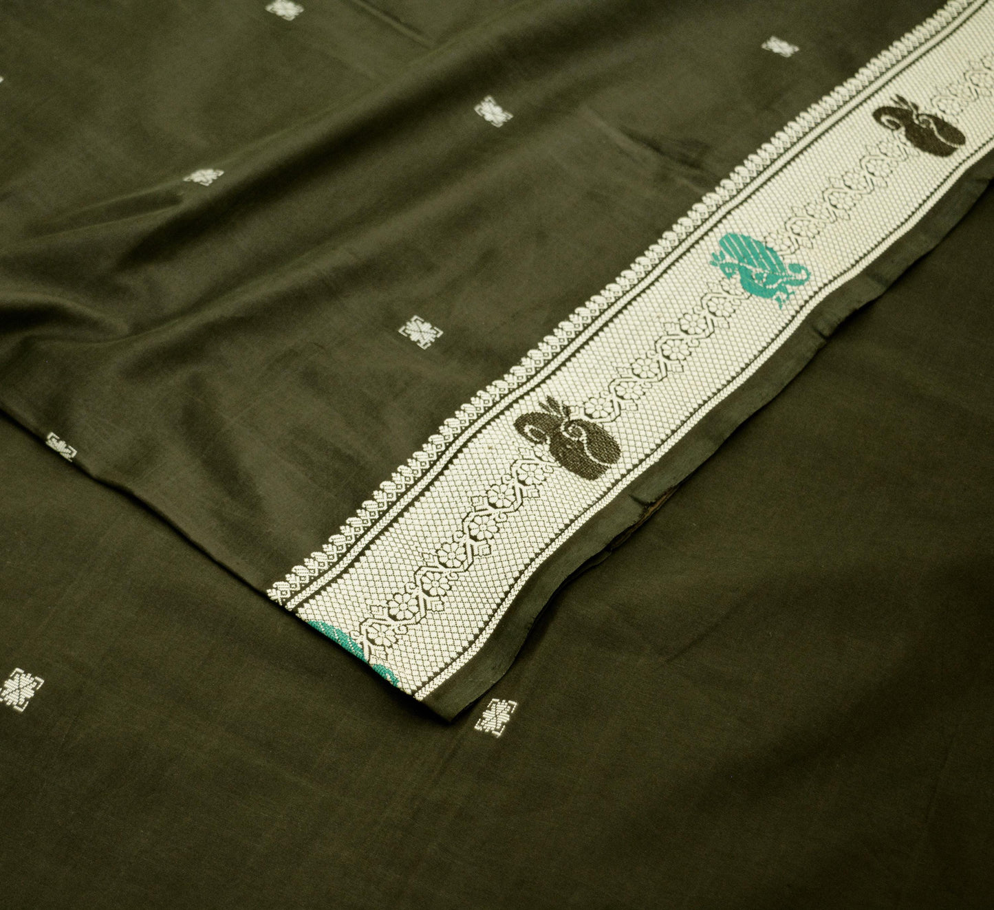 Indian Vintage Sari Black Pure Cotton Hand Woven Baluchari Saree 5yard Ethnic Lady Design