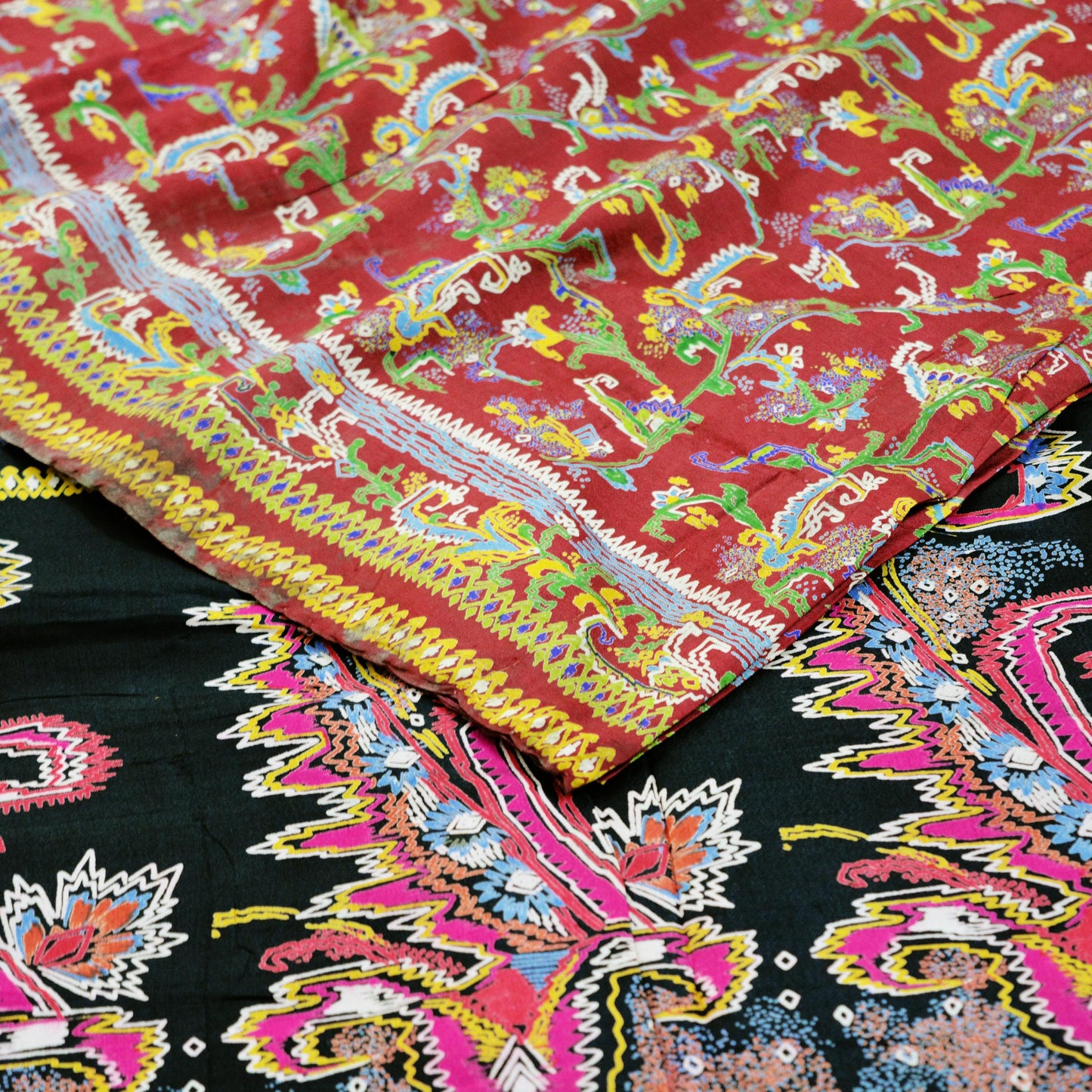 iIndian Vintage Sari Black & Maroon 100% Pure Silk Printed Saree Indian 6yd Sewing Craft Fabric DressMaking Soft Paisley