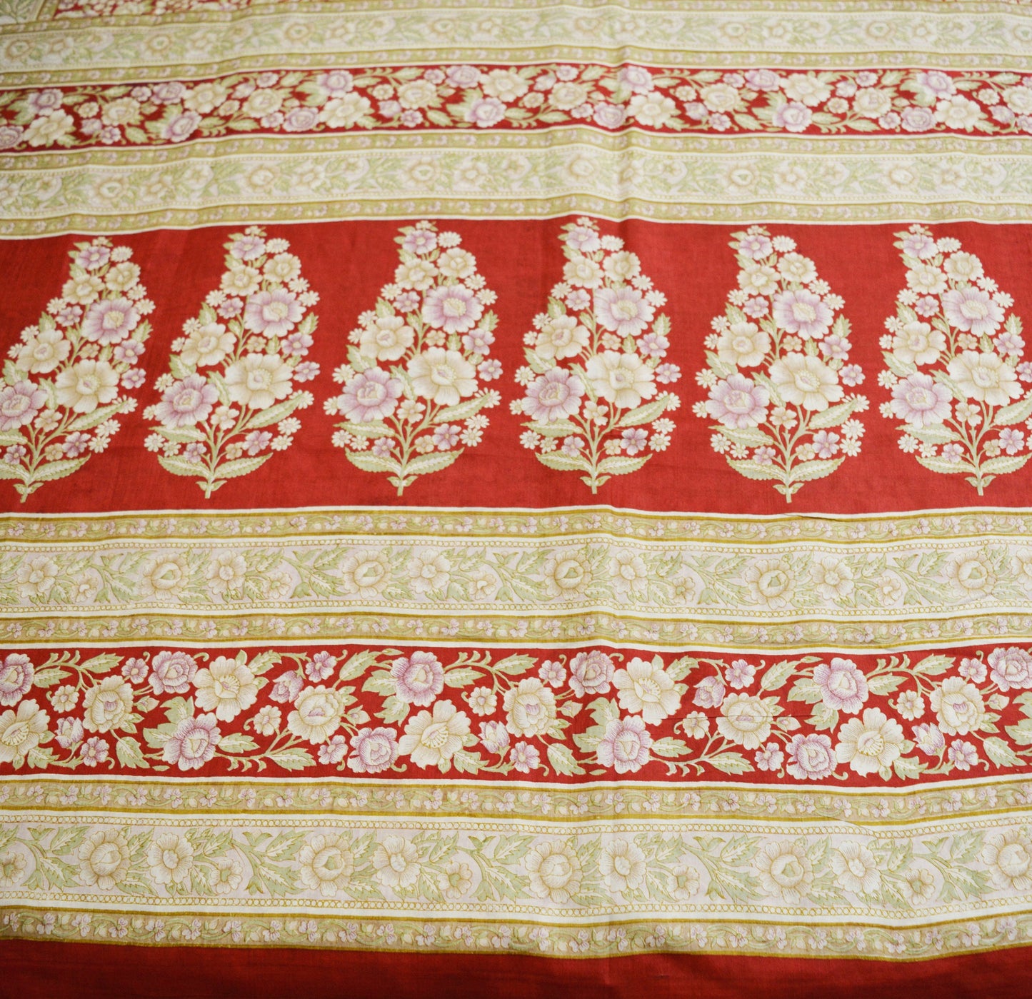 Indian Vintage Sari Red Pure Silk Printed Saree Fabric 6yard Sewing Craft Fabric DressMaking Soft Wrap Floral