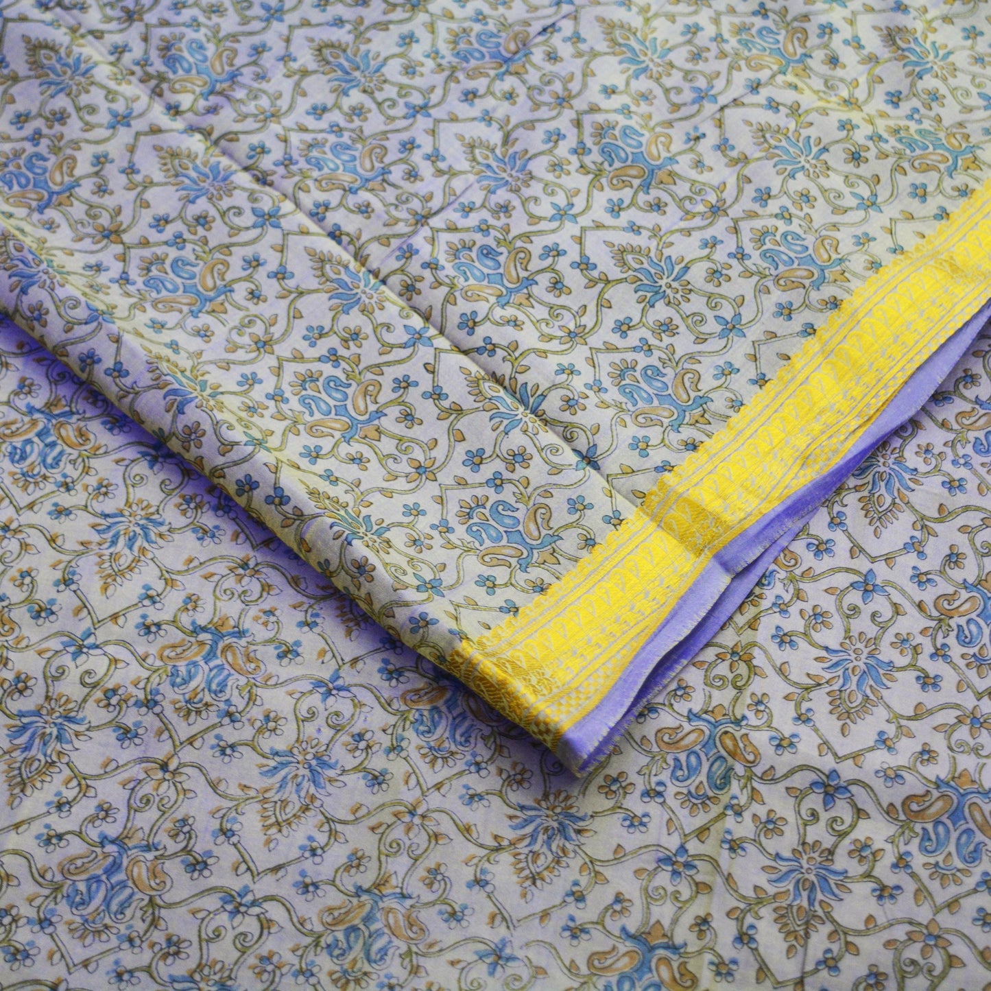 Indian Vintage Sari Purple Pure Silk Printed Saree 5yd Sewing Quilting Craft Fabric DressMaking Soft Zari Used Upcycle