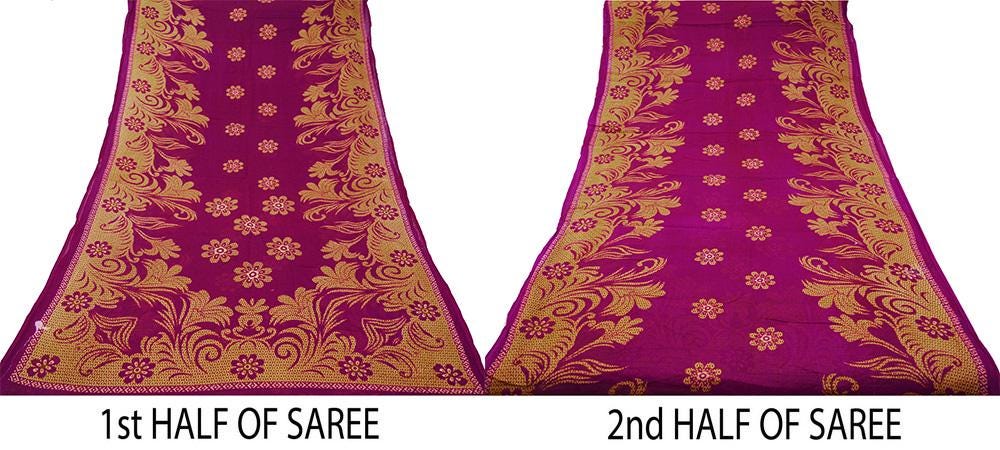 Indian Vintage Sari Purple Printed Pure Cotton Saree Craft Soft Fabric 5Yard Sewing Sarong Wrap Boho Floral
