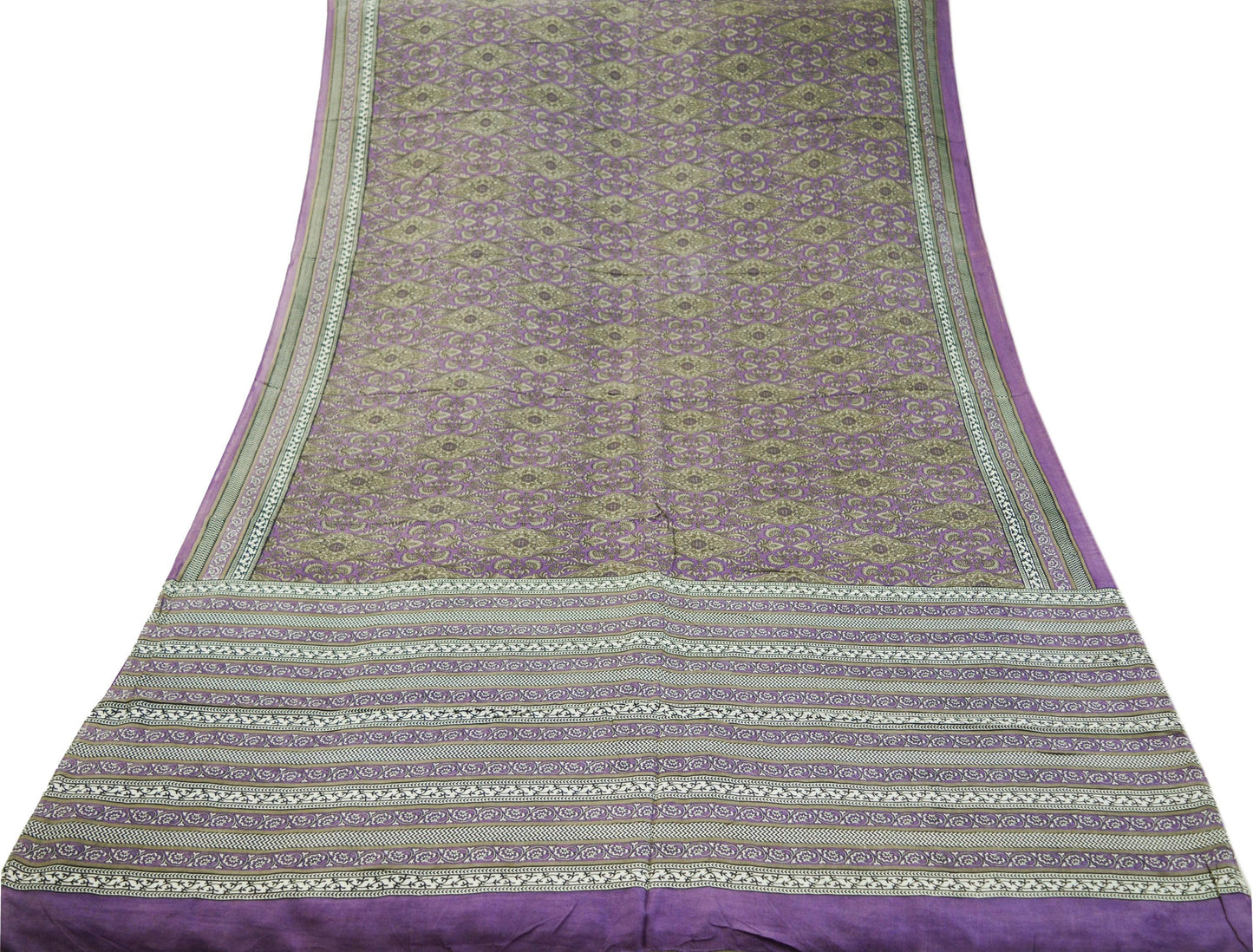 Indian Vintage Sari Purple 100% Pure Silk Printed Saree Fabric 5yd Sewing Craft Fabric DressMaking Soft Wrap Floral