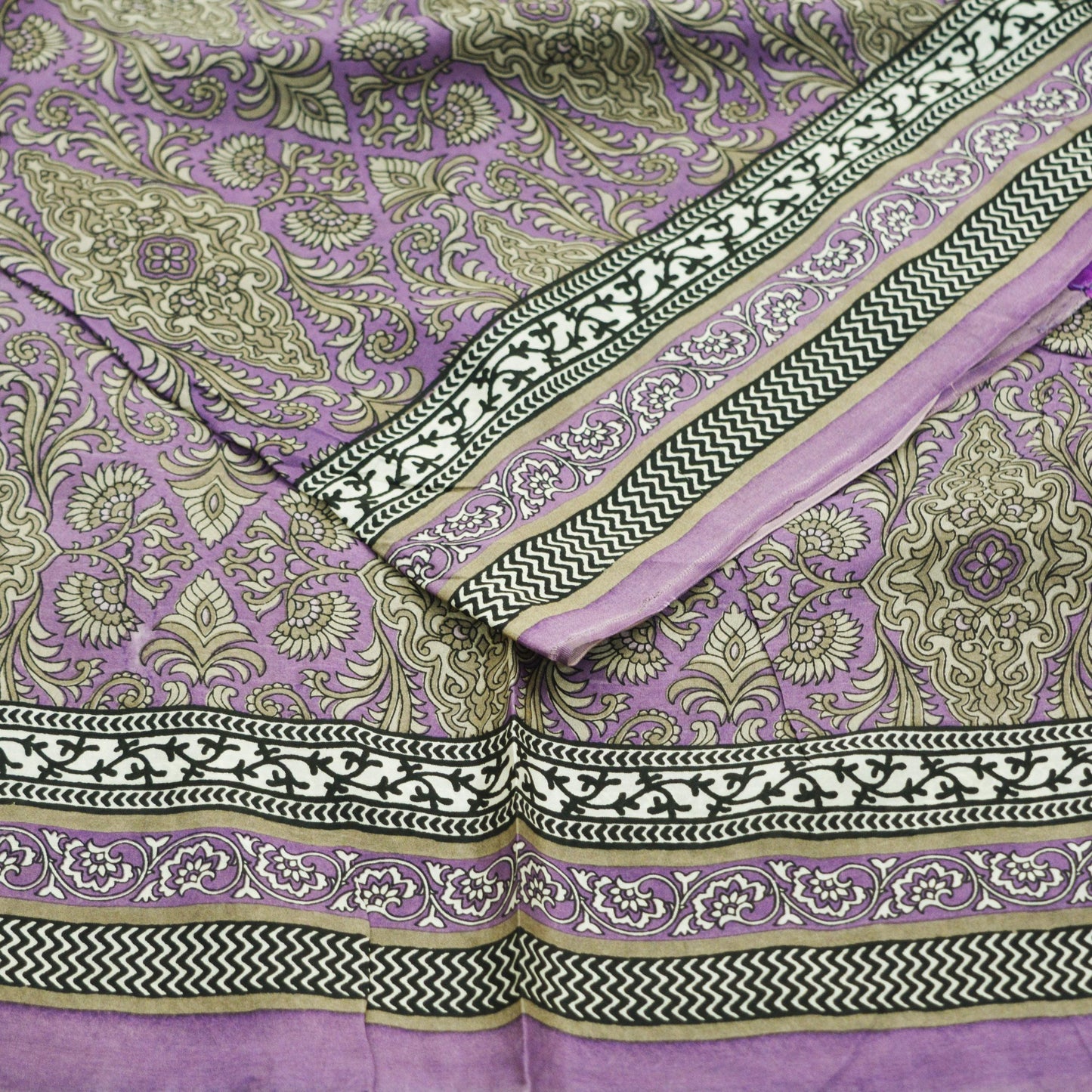 Indian Vintage Sari Purple 100% Pure Silk Printed Saree Fabric 5yd Sewing Craft Fabric DressMaking Soft Wrap Floral