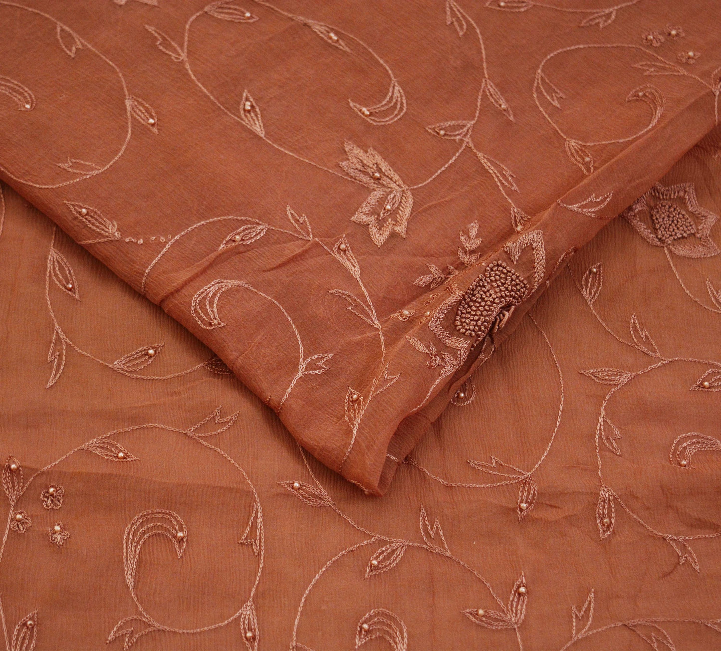 Indian Vintage Brown Sarees Pure Chiffon Silk Hand Embroidered Indian Sari Fabric Indian Sari 5Yard Dress Making Sewing