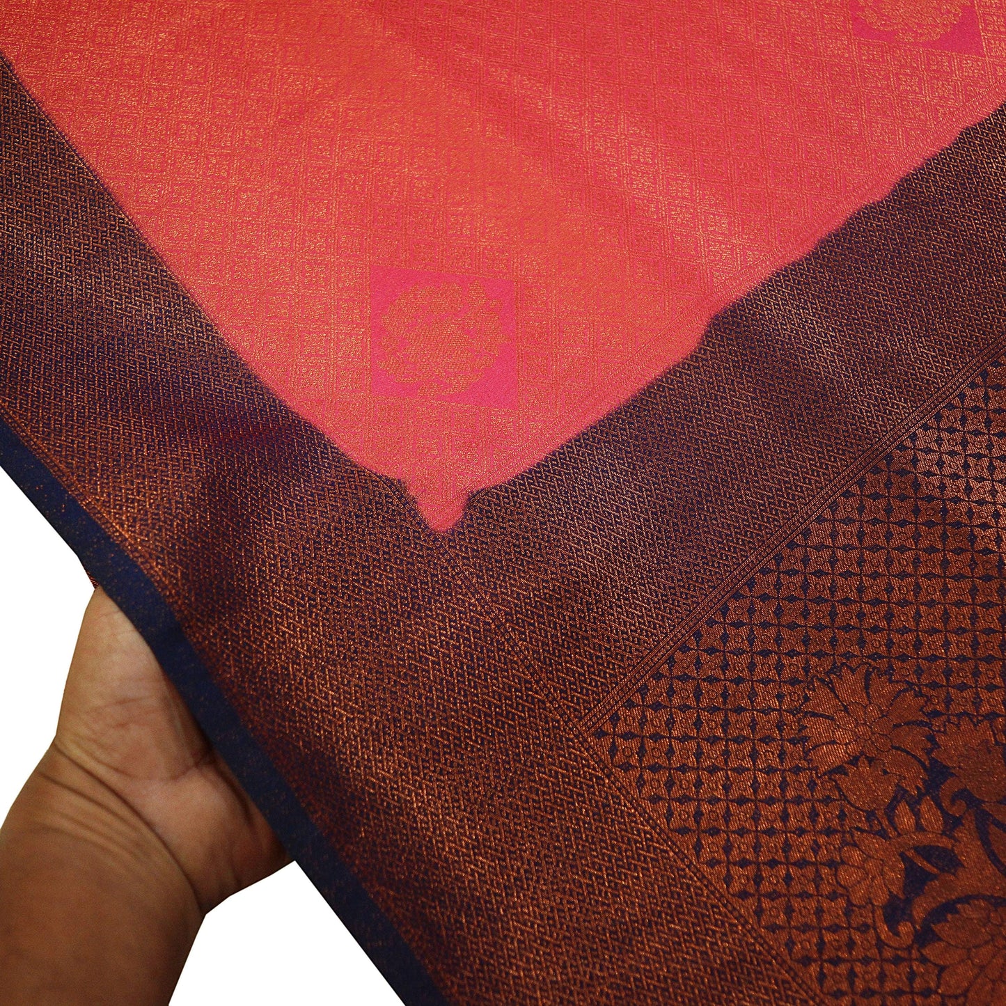 Indian Vintage Sari Pink & Blue Art Silk Purple Woven Saree Brocade Fabric Ethnic 5Yd
