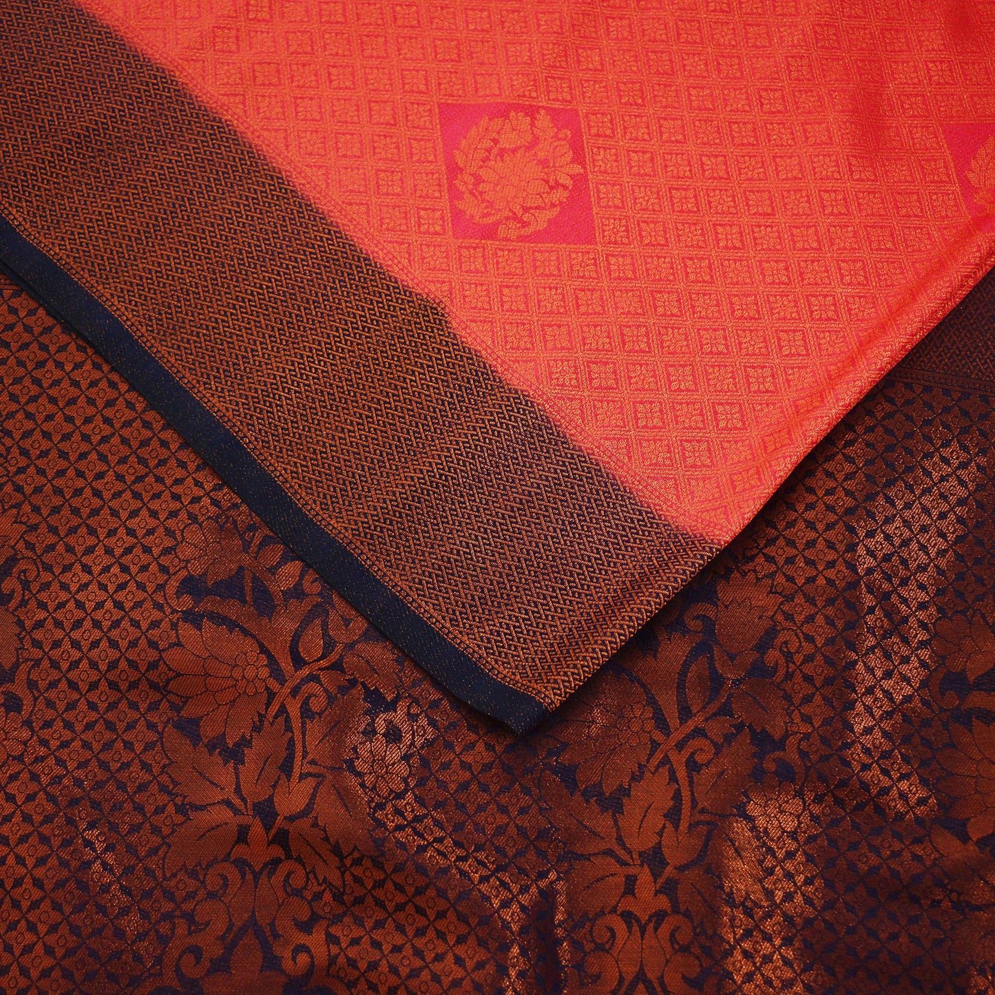 Indian Vintage Sari Pink & Blue Art Silk Purple Woven Saree Brocade Fabric Ethnic 5Yd