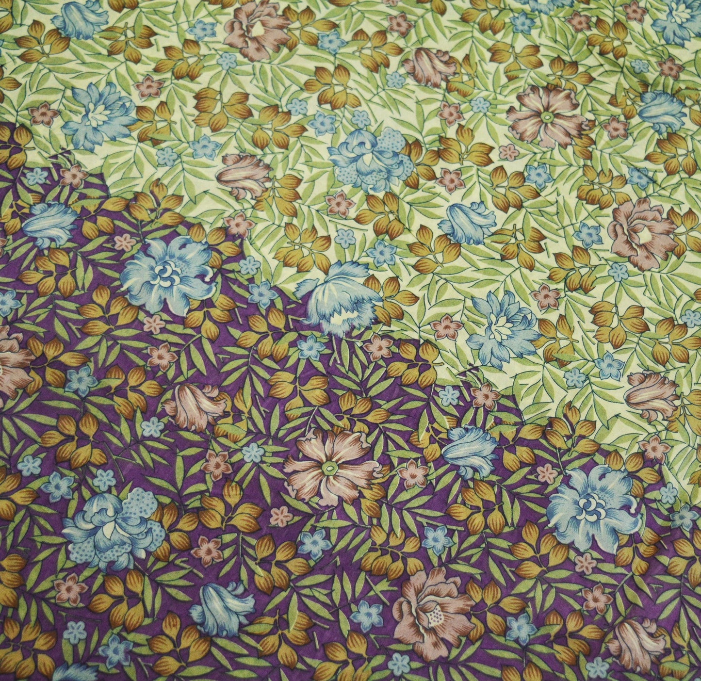 Indian Vintage Sari Purple & Ivory Pure Silk Printed Saree 5yd Sewing Craft Fabric DressMaking Floral Quilting Used
