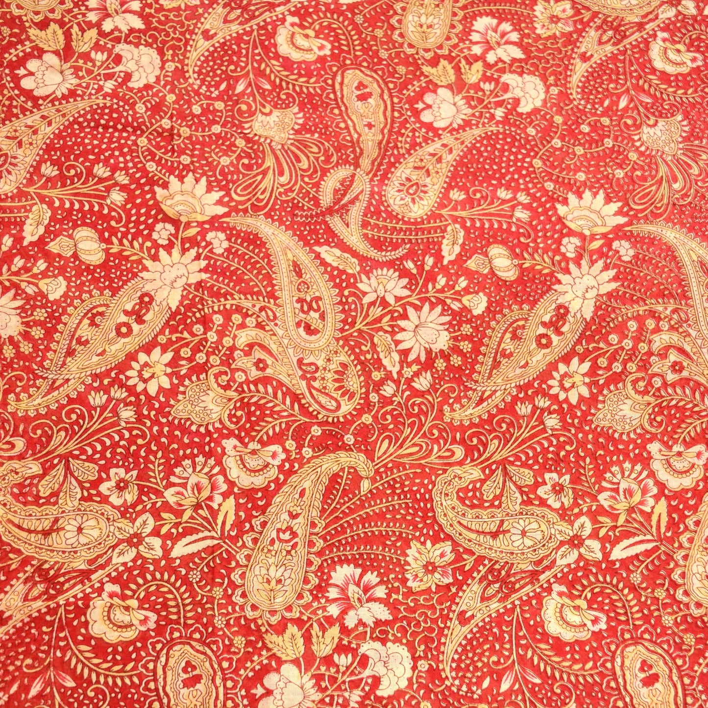 Indian Vintage Sari Red Printed Saree 100% Pure Cotton 5Yd Craft Fabric Sewing Soft Sarong Wrap Boho Paisley Quilting Dress Making Crafting