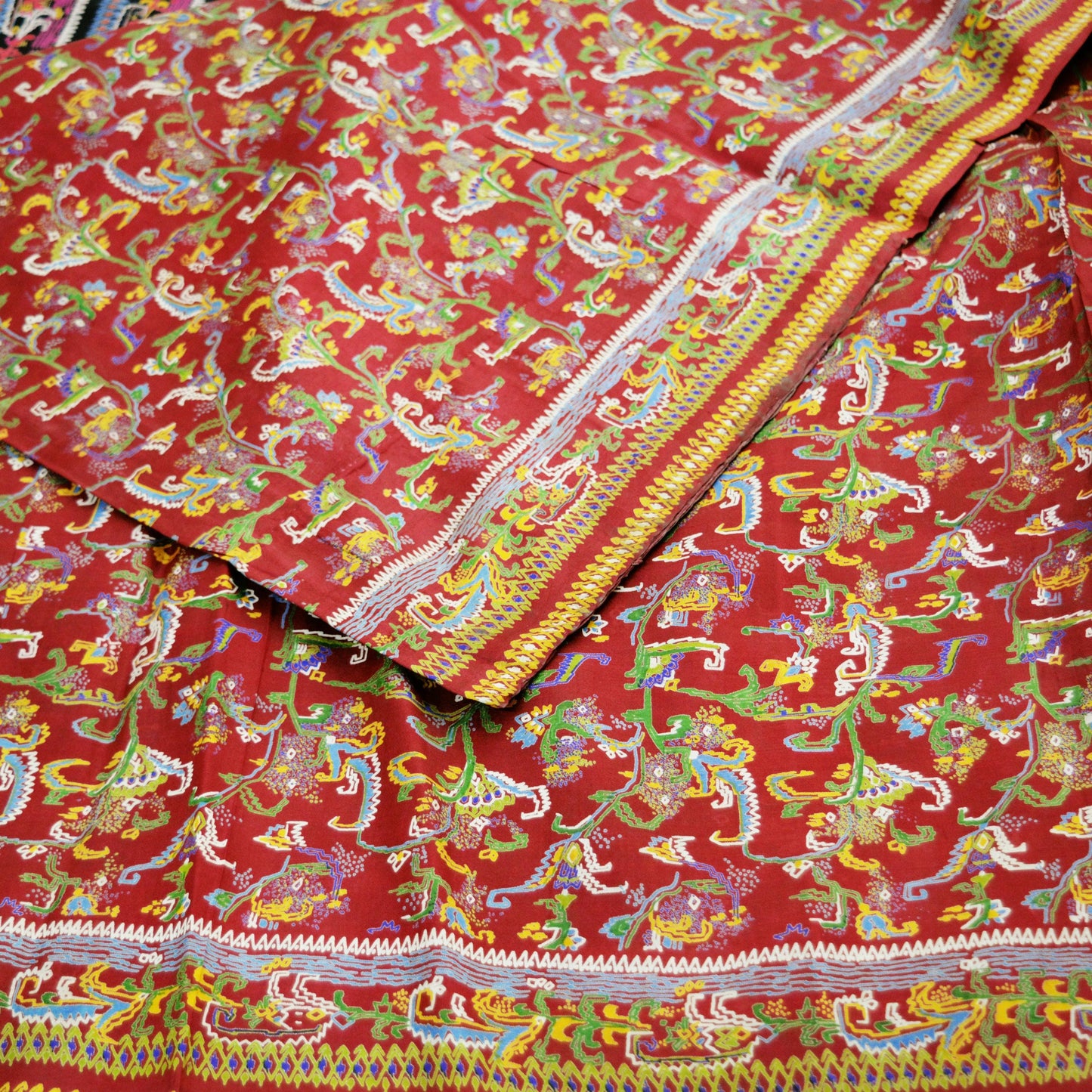 iIndian Vintage Sari Black & Maroon 100% Pure Silk Printed Saree Indian 6yd Sewing Craft Fabric DressMaking Soft Paisley