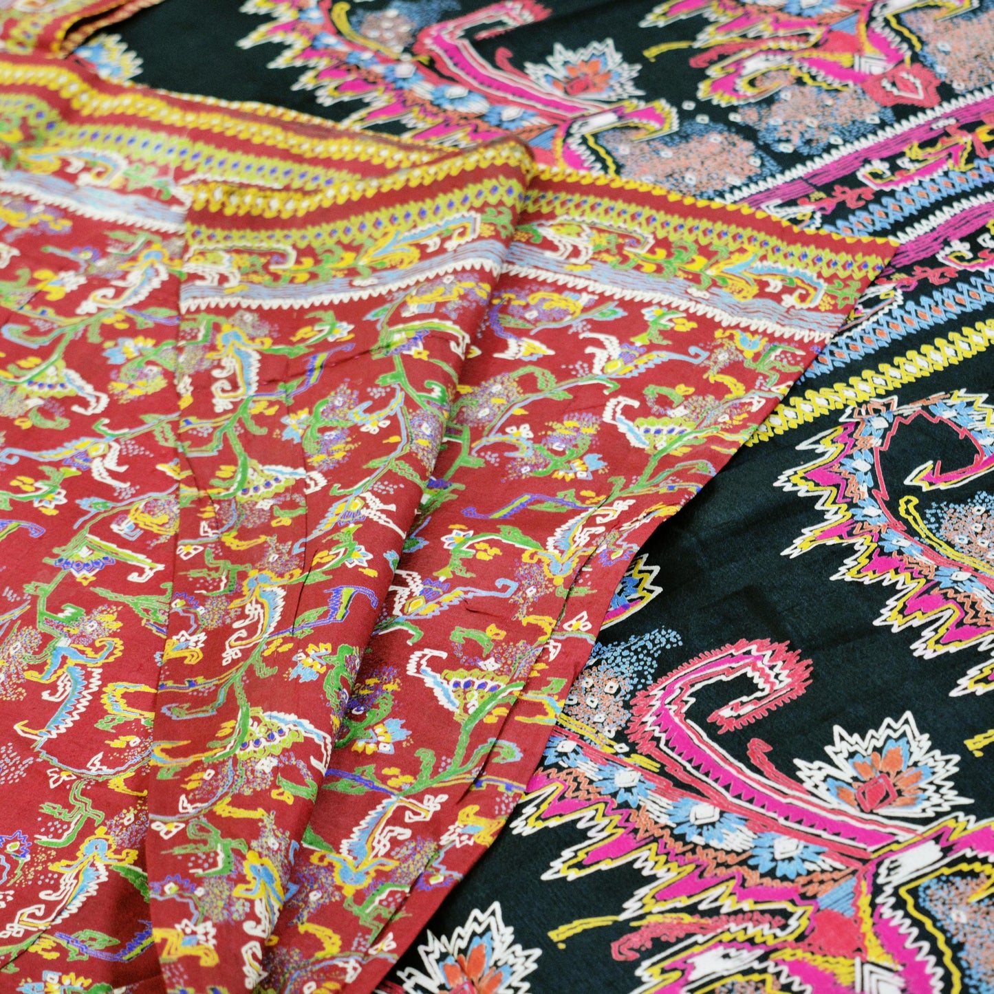 iIndian Vintage Sari Black & Maroon 100% Pure Silk Printed Saree Indian 6yd Sewing Craft Fabric DressMaking Soft Paisley