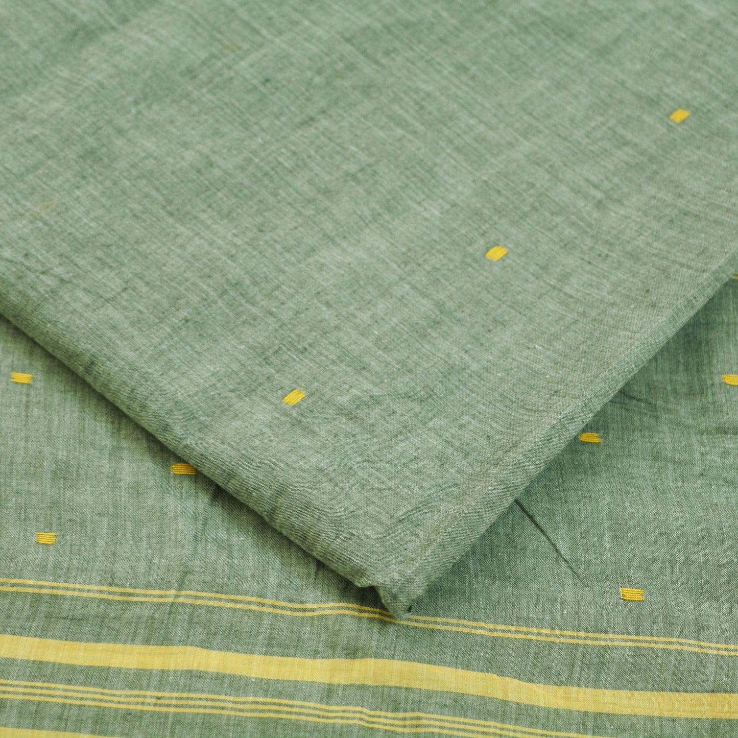 Vintage Sari Gray Pure Cotton Hand Woven Saree Golden Zari 5Yard Soft Floral Golden Zari