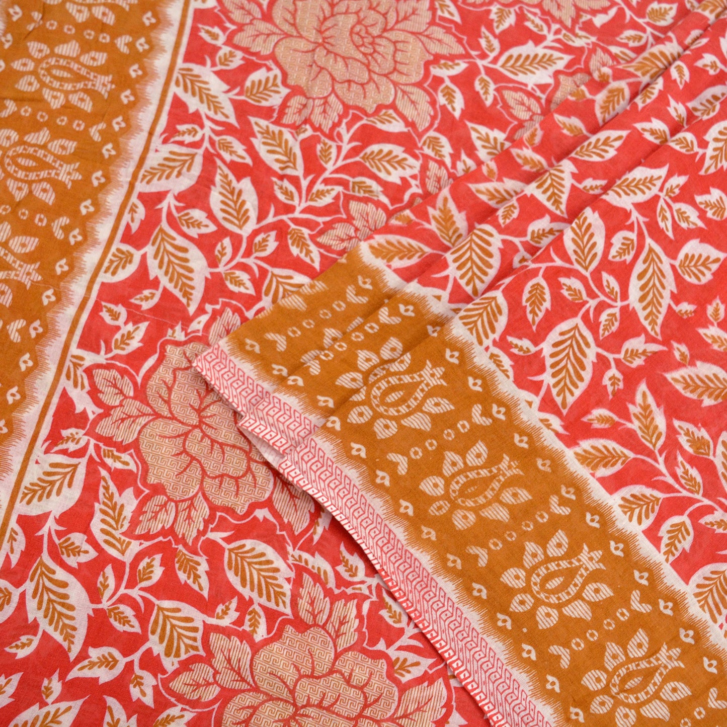 Indian Vintage Sari Pink Printed Blend Cotton Sarees Craft Fabric 5Yd Soft Sewing Sarong Wrap Boho Floral Upcycle Quilting Crafting Used
