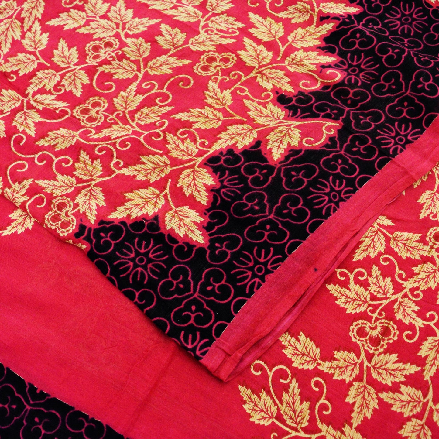 Indian Vintage Sari Ivory & Pink Printed Blend Cotton Saree Craft Soft Fabric 5Yard Sewing Sarong Wrap Boho Floral