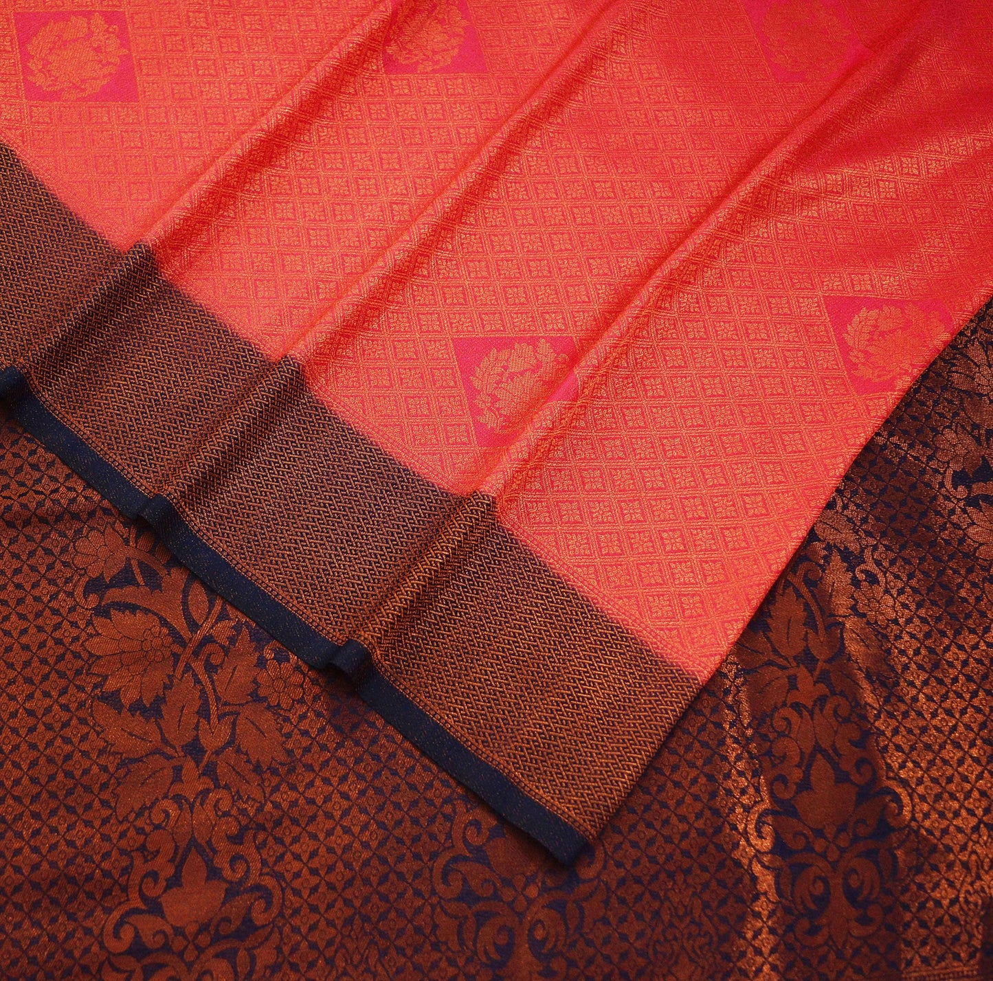 Indian Vintage Sari Pink & Blue Art Silk Purple Woven Saree Brocade Fabric Ethnic 5Yd