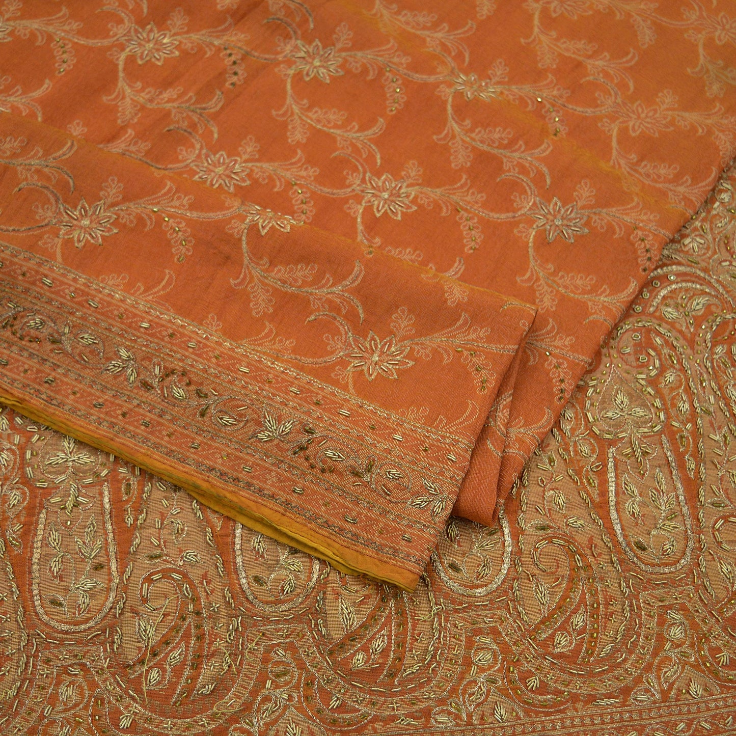 Indian Vintage Sari Pure Silk Hand Embroidered Sarees Craft Fabric 5Yd Sewing Soft Zardozi/Dabka,Zari Quilting Crafting Dress making Upcycle