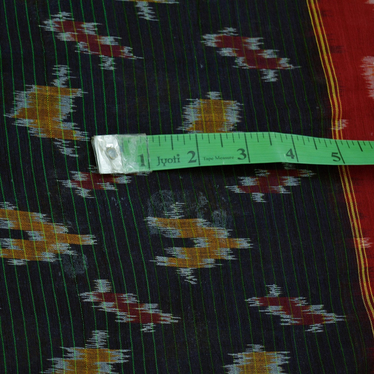 Indian Vintage Sarees Red & Black Pure Cotton Hand woven Sambalpuri Ikat sari Craft Fabric 5Yd Ethnic Chackra Border Dress Making Quilting