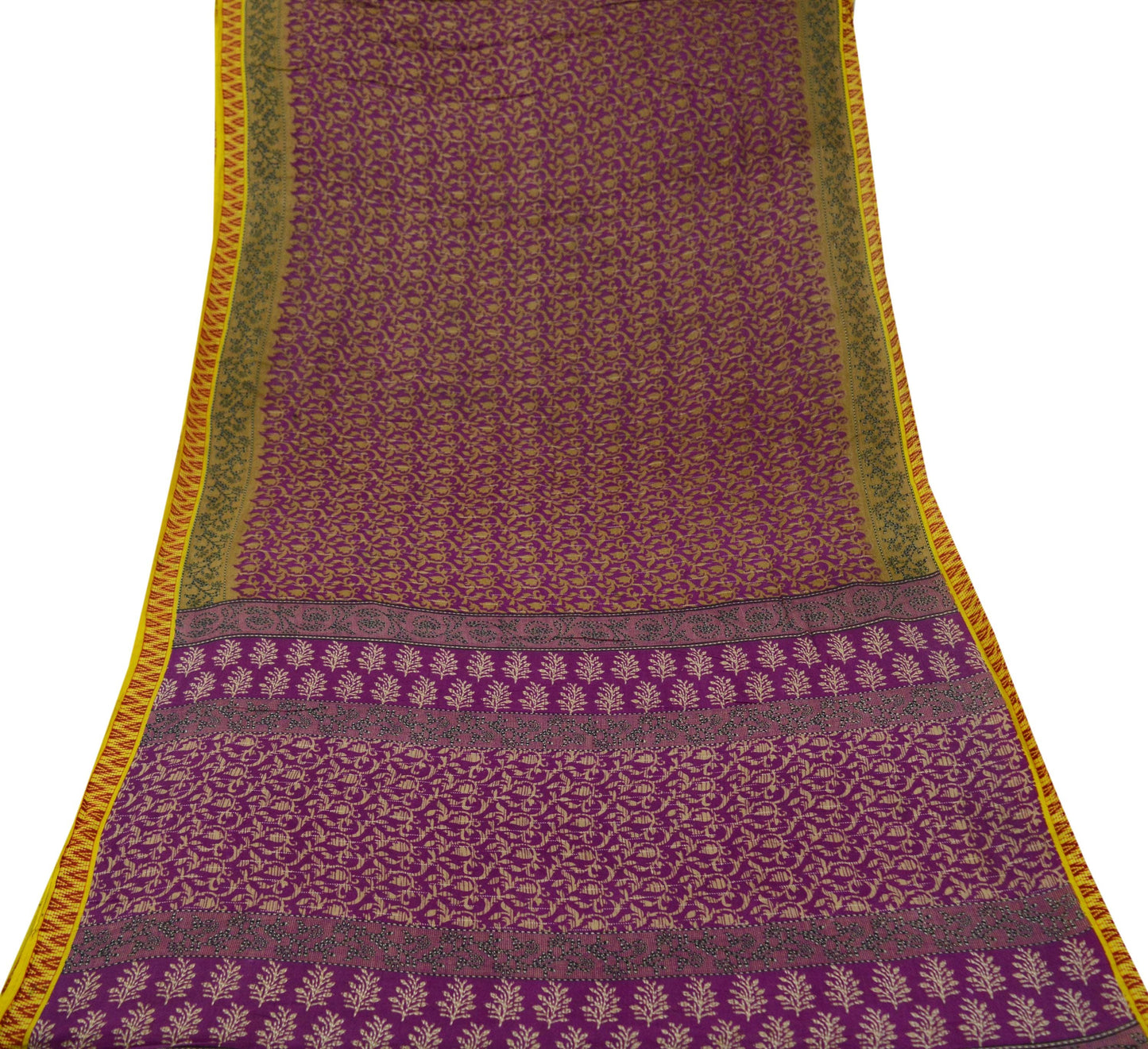 Indian Vintage Sari Purple Pure Cotton Printed Saree 5Yard Craft Fabric Soft Sewing Sarong Wrap Boho Floral Quilting crafting dressmaking