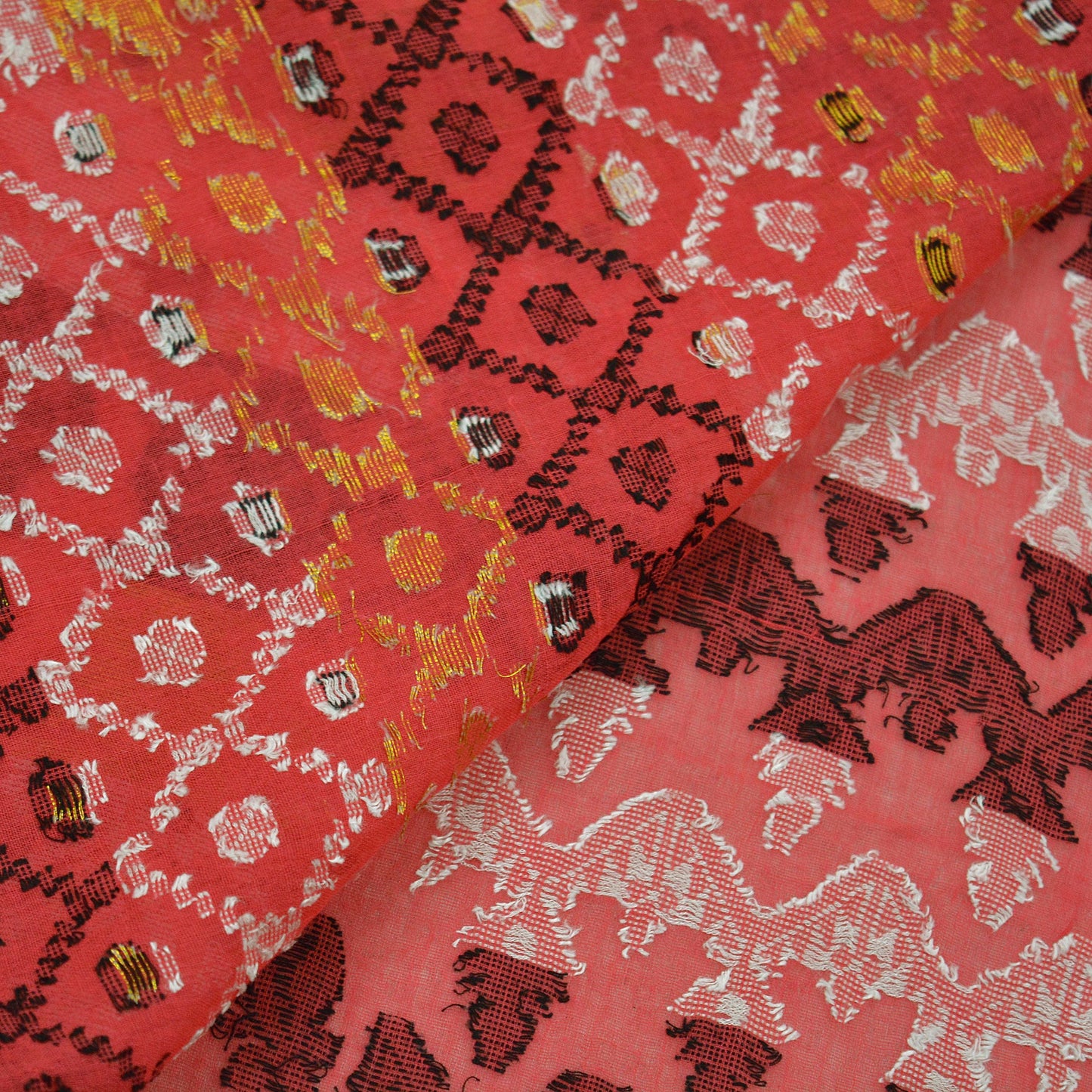 Indian Vintage Sarees Pink Pure Cotton Hand Woven Jamdani Sari 5yd Ethnic Floral Craft Fabric Dress making Upcycle Crafting Quilting Zari