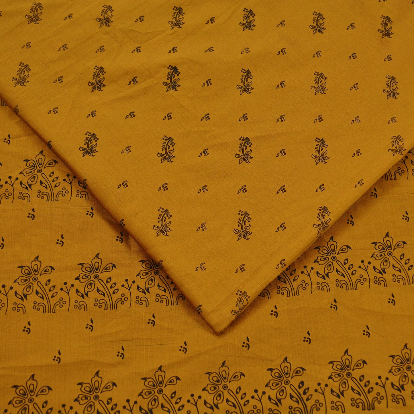 Indian Vintage Saffron Saree Art Silk Printed Sari 6yd Sewing Craft Fabric Soft Wrap Fringes Soft Crafting Quilting Upcycle