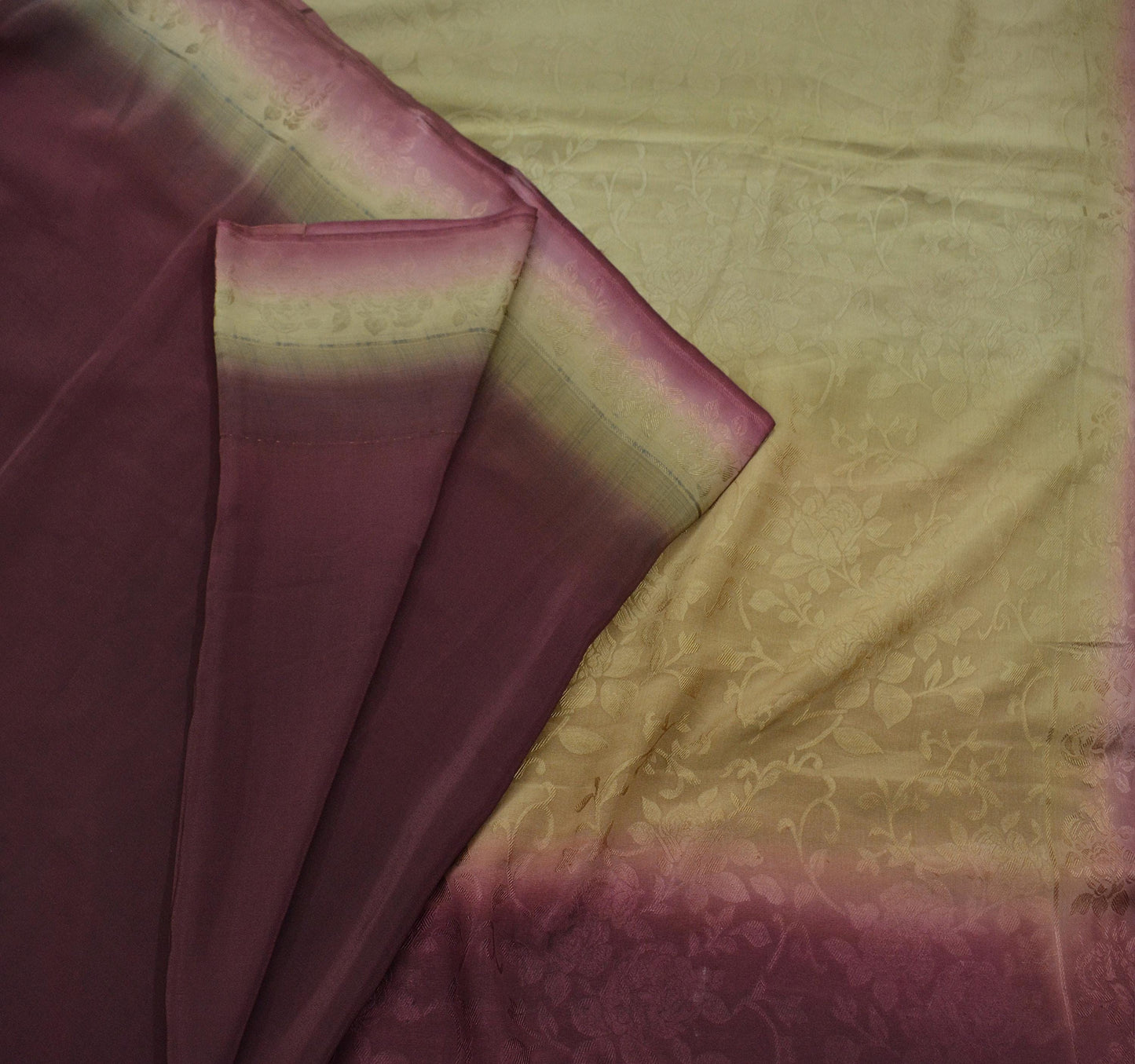 Indian Vintage Beige & Maroon Saree Pure Crepe Silk Woven Printed Sari 5yd Sewing Soft Craft Fabric Wrap Dress making Crafting Quilting