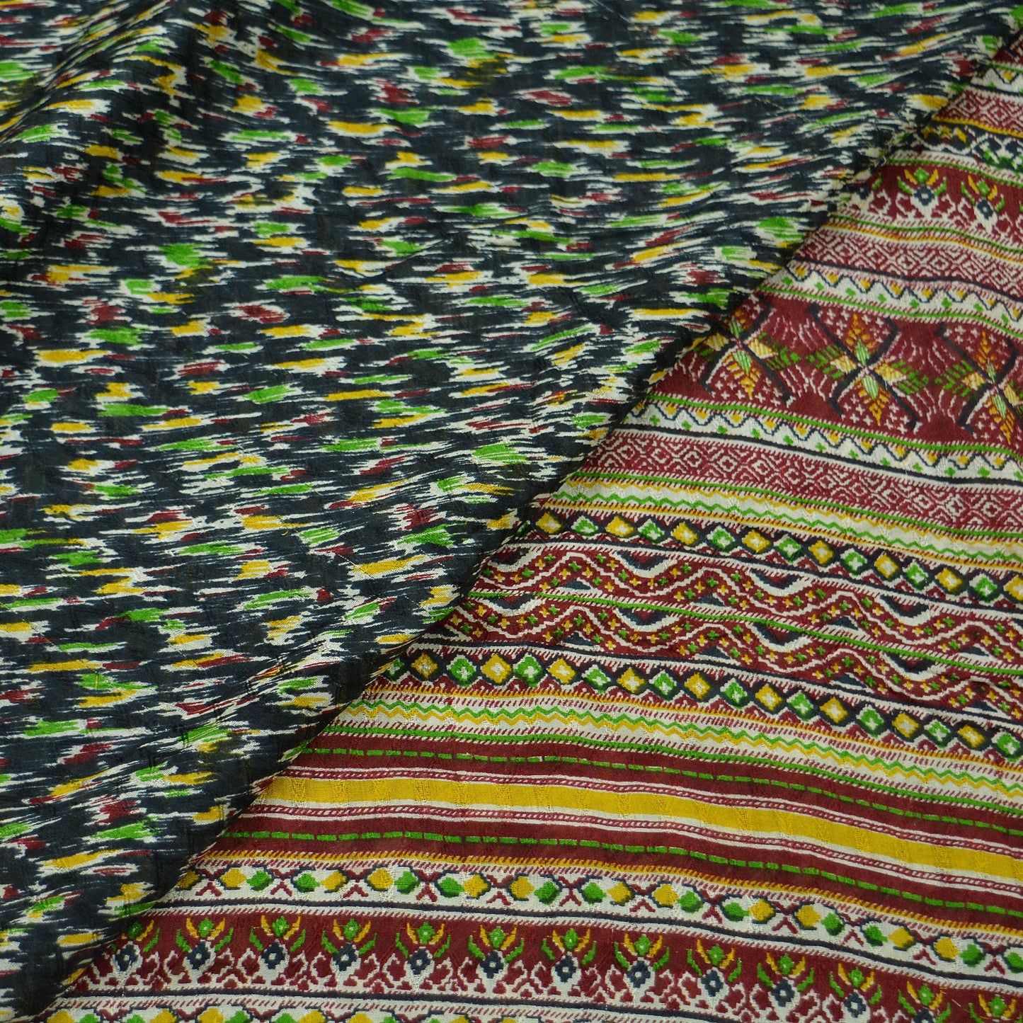 Indian Vintage Sari Black & Maroon 100% Pure Silk Printed Saree 6yd Sewing Craft Fabric DressMaking Soft Quilting Crafting Upcycle Used
