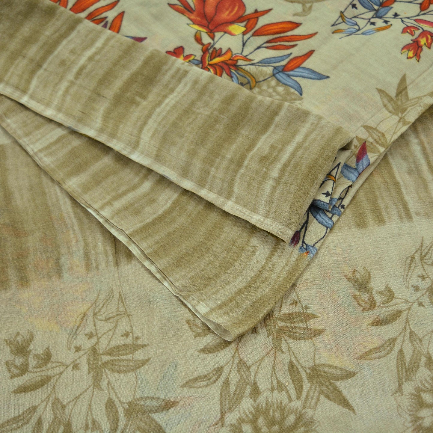 Indian Vintage Green Saree Printed Pure Cotton Sari Craft Fabric 5Yd Soft Sewing Sarong Wrap Boho Floral Dress making Quilting Crafting
