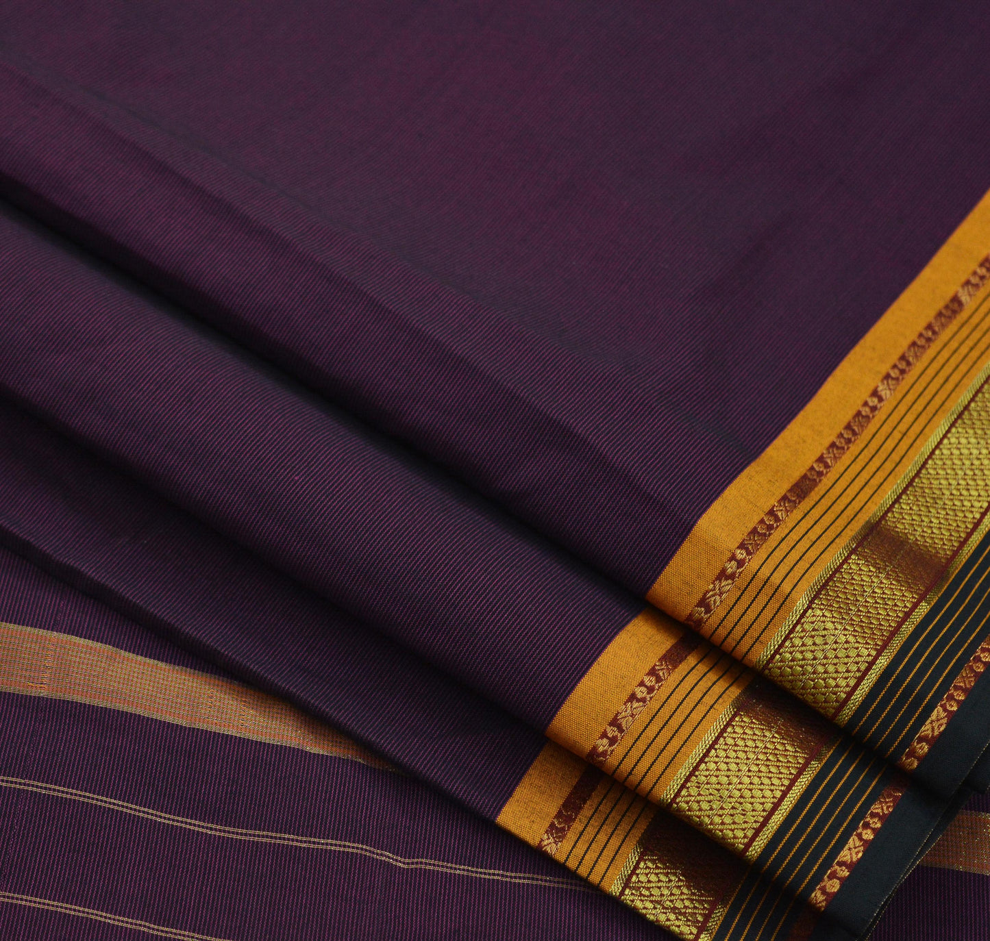 Indian Vintage Sari Purple & Black Blend Cotton Hand Woven Sarees Craft Fabric 5Yd Floral Soft Dress making Quilting Crafting Upcycle Zari