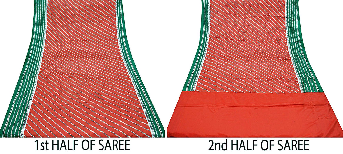 Indian Vintage Sari Red Art Silk Printed Sarees Craft Fabric 5yd Sewing Soft Floral Dressmaking Upcycle Crafting Quilting Dress Designing