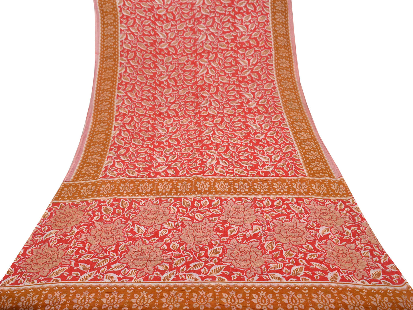 Indian Vintage Sari Pink Printed Blend Cotton Sarees Craft Fabric 5Yd Soft Sewing Sarong Wrap Boho Floral Upcycle Quilting Crafting Used