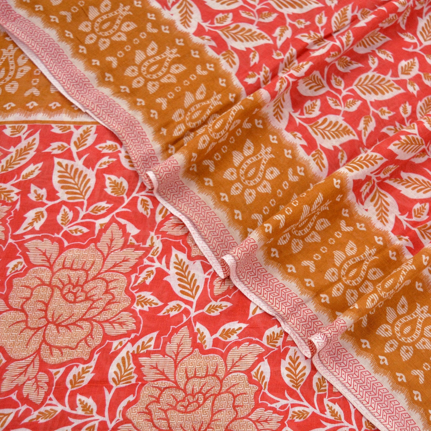 Indian Vintage Sari Pink Printed Blend Cotton Sarees Craft Fabric 5Yd Soft Sewing Sarong Wrap Boho Floral Upcycle Quilting Crafting Used