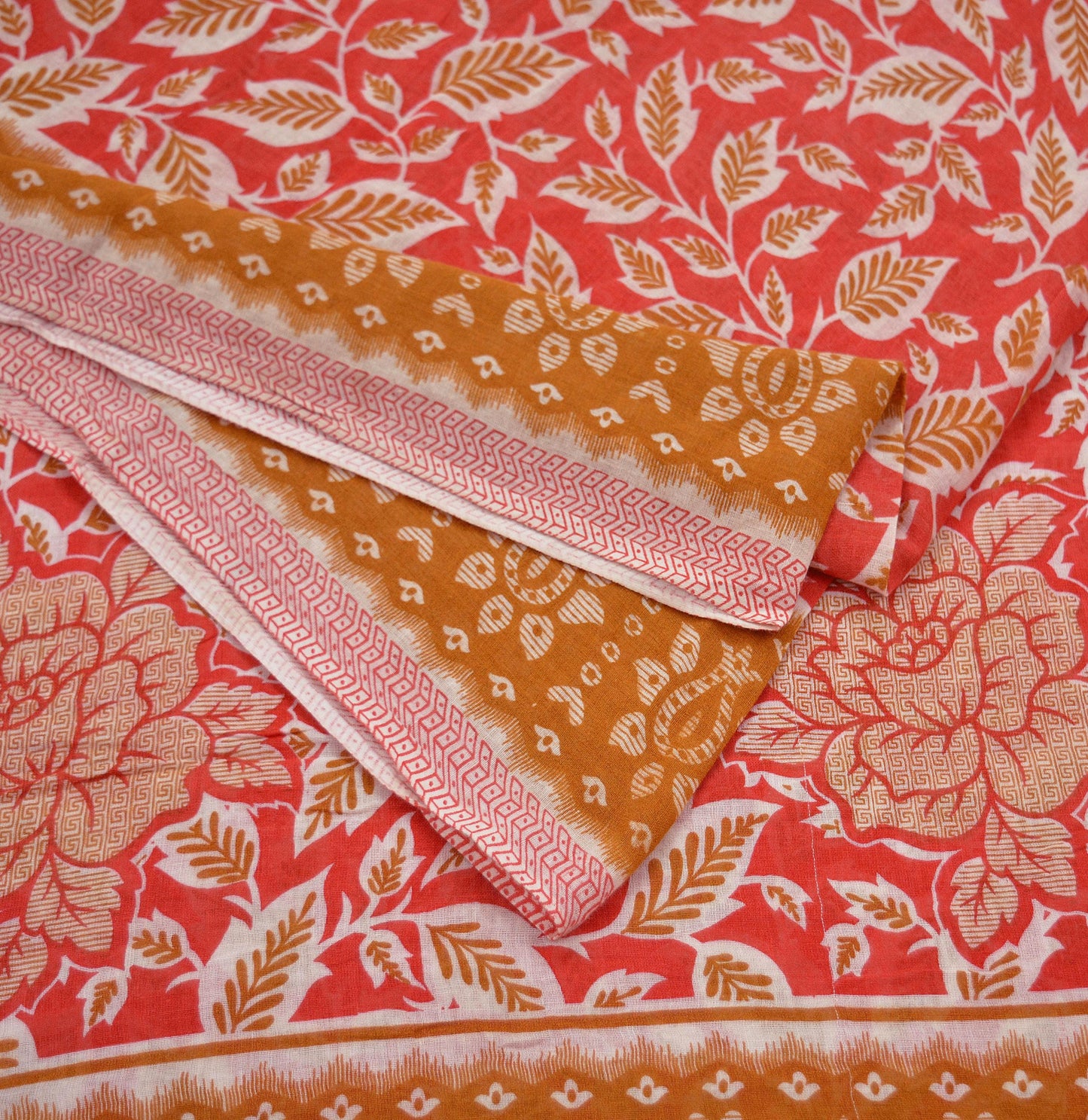 Indian Vintage Sari Pink Printed Blend Cotton Sarees Craft Fabric 5Yd Soft Sewing Sarong Wrap Boho Floral Upcycle Quilting Crafting Used