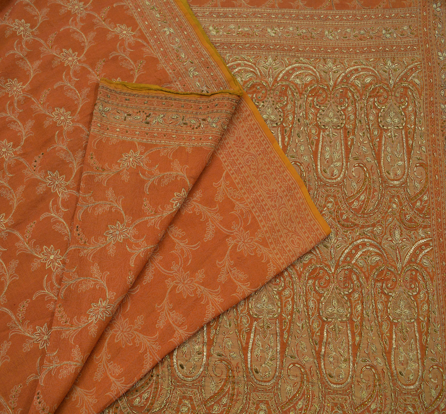 Indian Vintage Sari Pure Silk Hand Embroidered Sarees Craft Fabric 5Yd Sewing Soft Zardozi/Dabka,Zari Quilting Crafting Dress making Upcycle