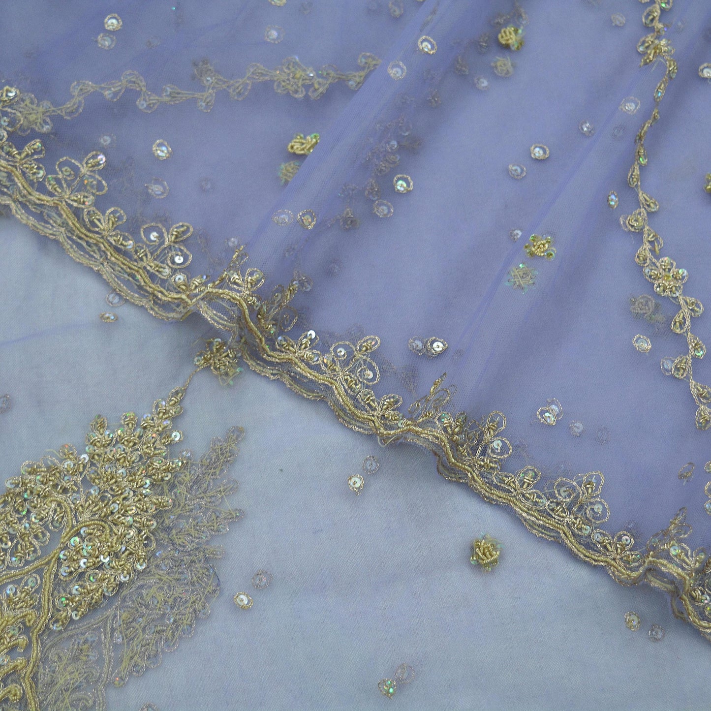 Indian Vintage Heavy Purple Dupatta Net Mesh Long Stole Hand Embroidered Scarves Golden Zardozi Zari Sequins Hijab Veil wrap Boho