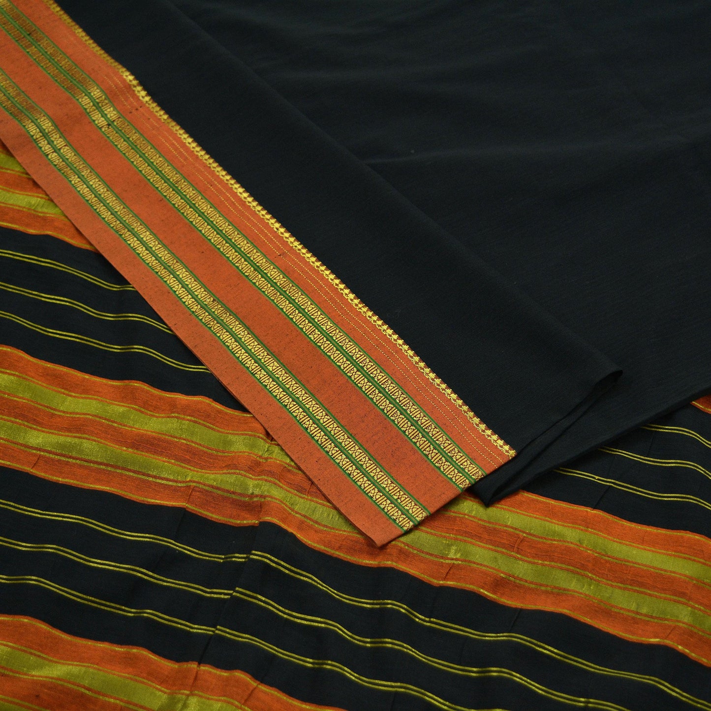Indian Vintage Sari Black Pure Cotton Hand Woven Sarees 6yd Craft Fabric Ethnic Soft Sewing Zari Dress making Quitting Crafting Upcycle