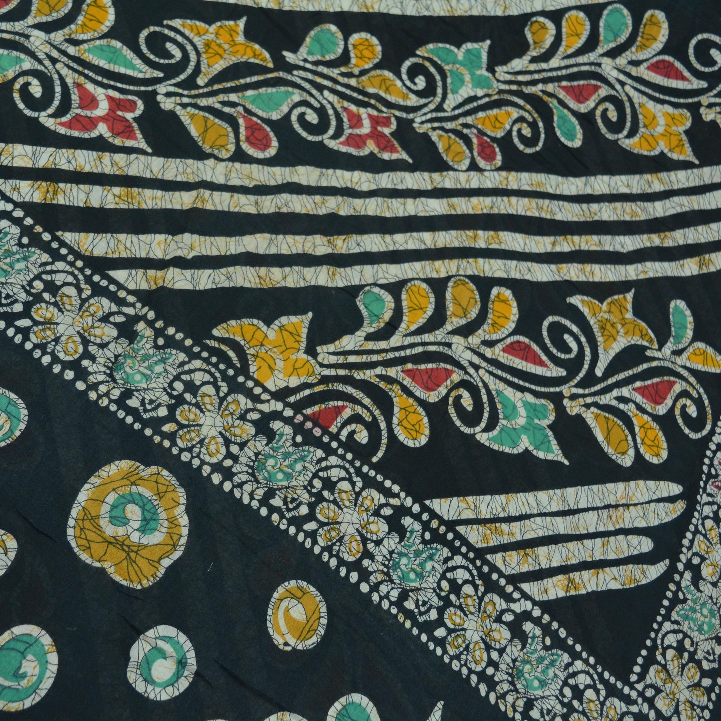 Indian Vintage Black Saree Batik Printed 100% Pure Cotton Indian Sari Craft Fabric 5Yd Soft Sewing Sarong Wrap Boho Quilting Upcycle