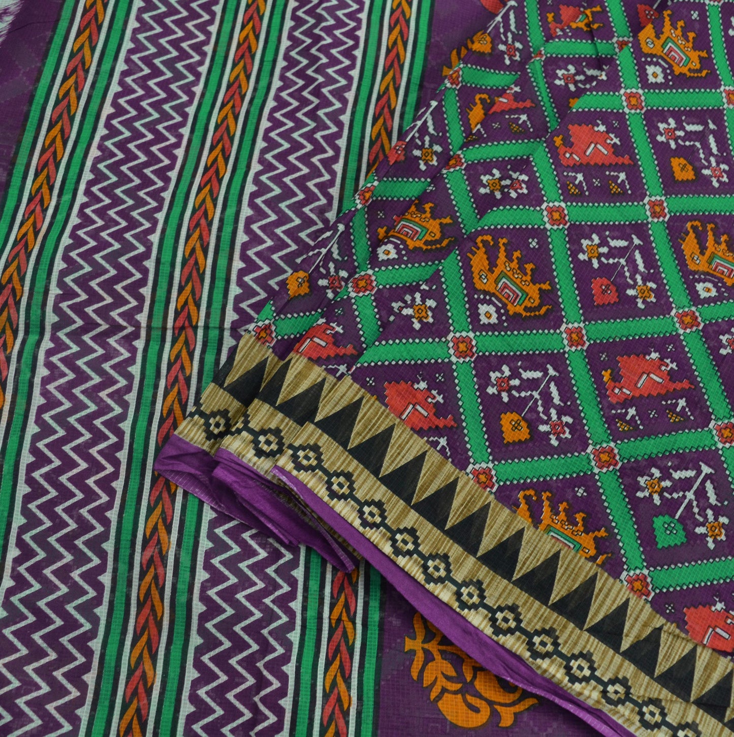 Indian Vintage Purple Saree Ikat Printed Pure Cotton Sari Craft Fabric 5Yard Sewing Sarong Wrap Boho Floral Dress Making Quilting Upcycle
