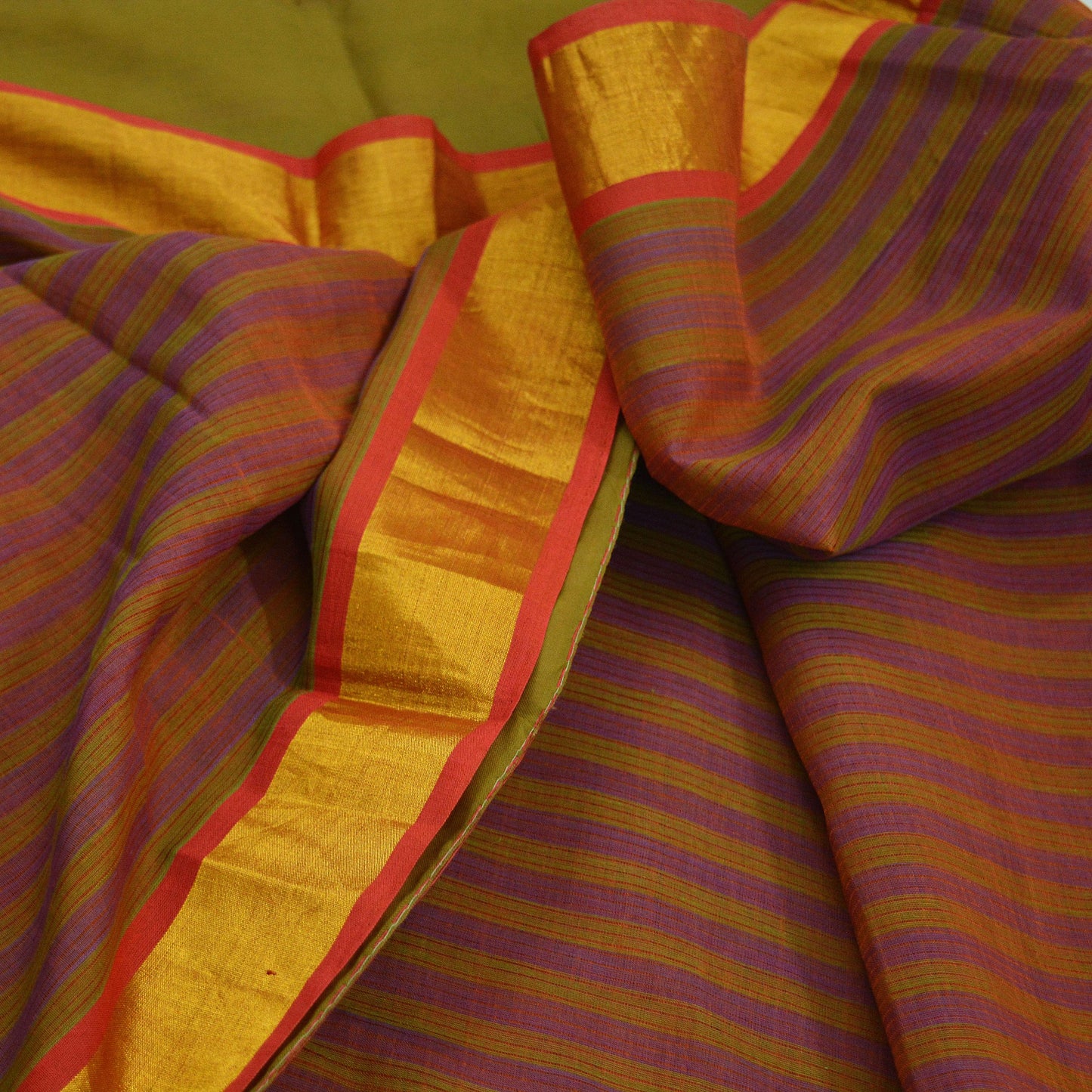 Indian Vintage Sari Pure Chanderi Cotton Hand Woven Sarees 5Yd Craft Fabric Soft Sewing Sarong Dress Making Quilting Crafting