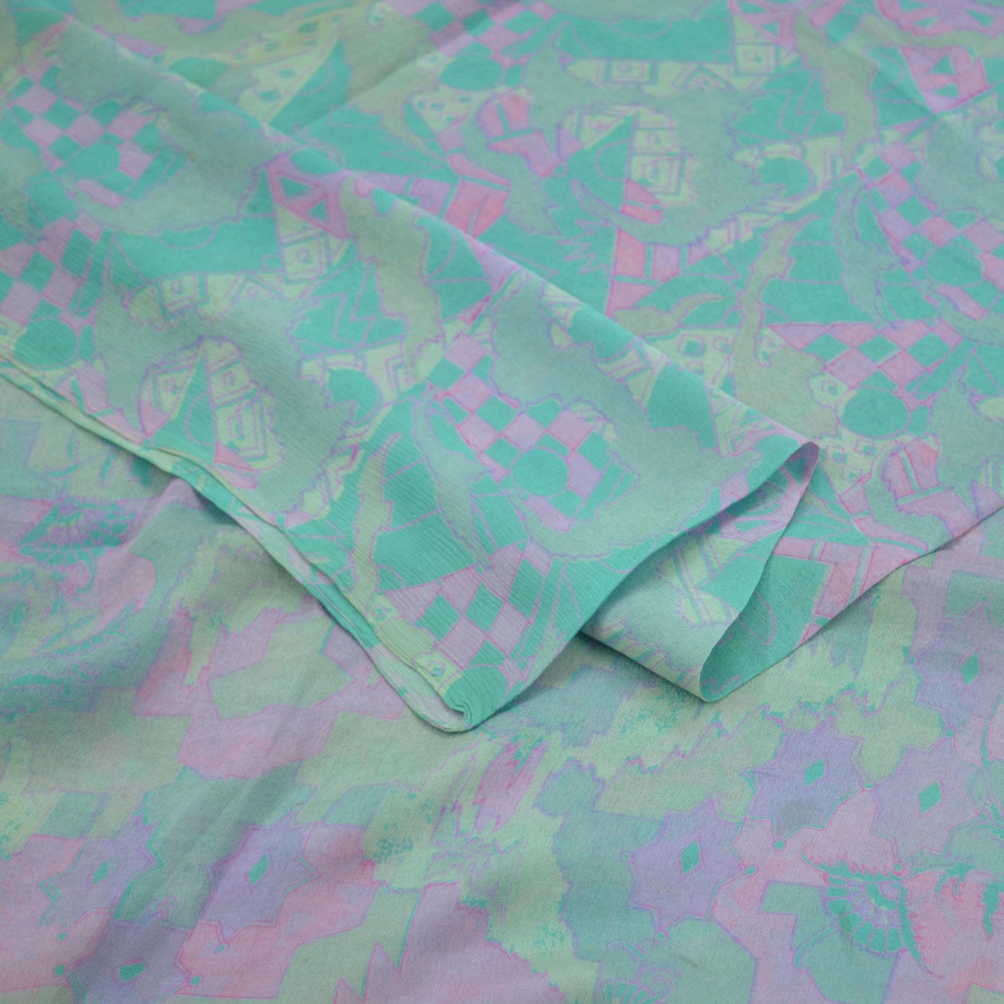 Indian Vintage Gray & Pink Sarees 100% Pure Silk Printed Sari 5yd Sewing Craft Fabric Dress Making Soft Wrap Boho Crafting Quilting Upcycle