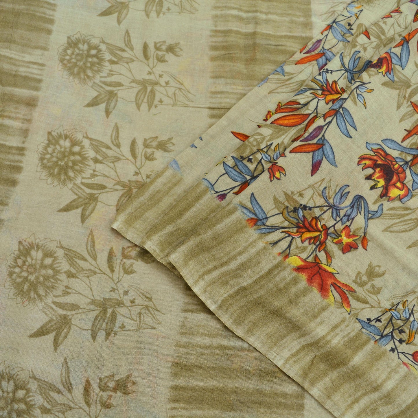 Indian Vintage Green Saree Printed Pure Cotton Sari Craft Fabric 5Yd Soft Sewing Sarong Wrap Boho Floral Dress making Quilting Crafting