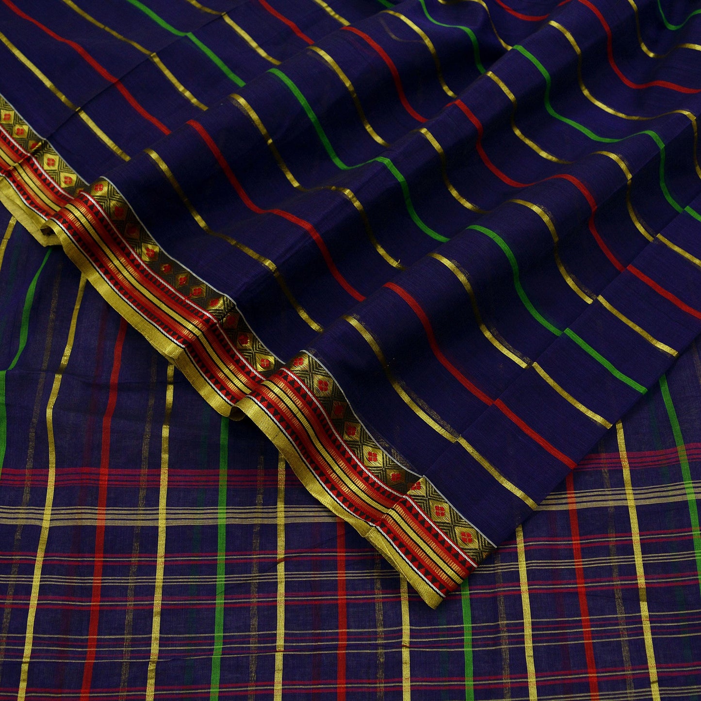 Indian Vintage Sari Blue Pure Cotton Hand Woven Sarees 5yd Craft Fabric Ethnic Soft Sewing Zari Dress making Quitting Crafting Upcycle