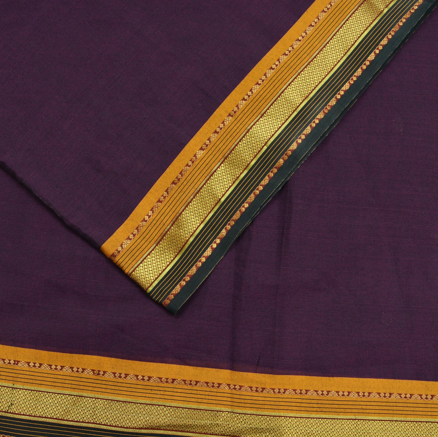 Indian Vintage Sari Purple & Black Blend Cotton Hand Woven Sarees Craft Fabric 5Yd Floral Soft Dress making Quilting Crafting Upcycle Zari